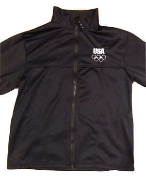 U.S. Olympic Committee Jacket Full Zip Women s M Black Zip Pockets Fleece Lined