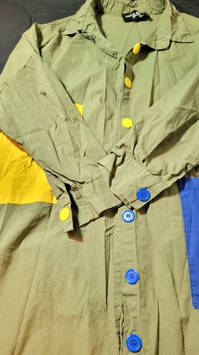 STELLA MARINA COLLEZIONE Italy Green Yellow Blue Fringe Asymmetric Dress O/S - Picture 6 of 13