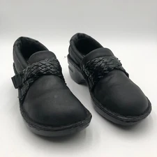 BOC Born Concept Clog Shoes Womens 7.5M Black Leather Braided Cross Strap C80203