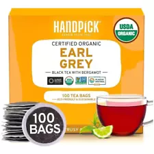 HANDPICK, Organic Earl Grey Black Tea Bags (100 Count) Double Bergamot Oil | Caf
