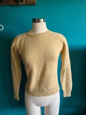 Womens vintage Size small tan acrylic crewneck sweater knit retro 1980s 1970s