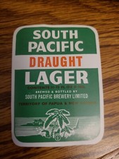 Vintage 1973 South Pacific Lager Draught Beer Label  Papua New Guinea Rare