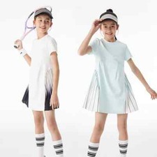 Girls Tennis Dress Kids Golf Outfit Sports Dresses Pleated Skirts With Shorts