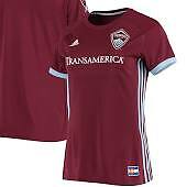 Женская майка Adidas MLS Colorado Rapids CD3626 бордового/светло-голубого цвета  