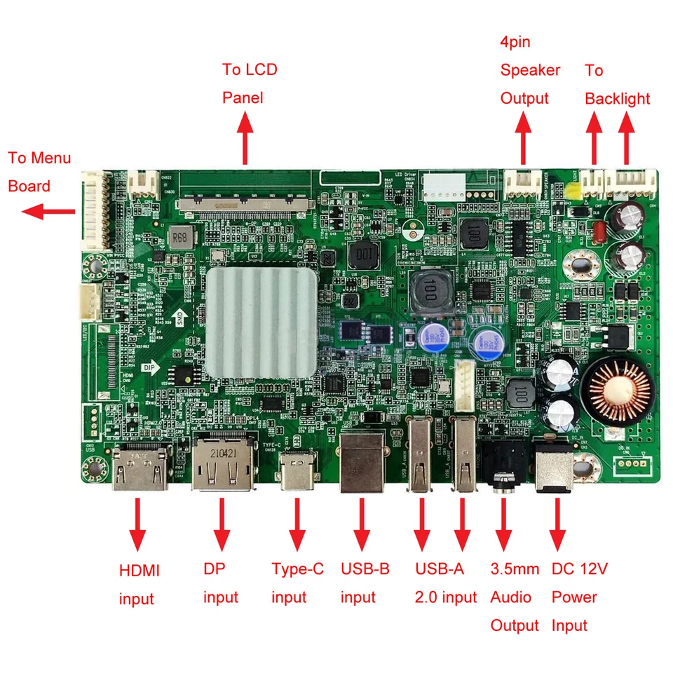 LCD Driver for LM270QQ1 SDA2 SDB1 SDC1 5K Screen DP 1.4 Video 3.5mm Audio Board - Image 2 of 4