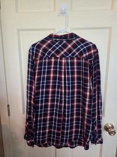 Torrid Lizzie Rayon Twill Plaid Button Front Shirt Blue Red Womens Sz 2/2XL - Picture 3 of 4
