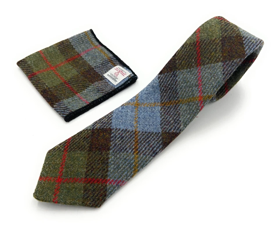 Mens Harris Tweed Necktie Handkerchief Pocket Square Set - Image 1 of 1