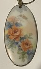 Vintage Hand Painted Porcelain Pendant, Rose Motif — photo 1