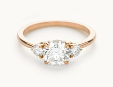 1.60 Ct Round Cut Real Moissanite Wedding Ring 14K Solid Rose Gold Size 6 7 8