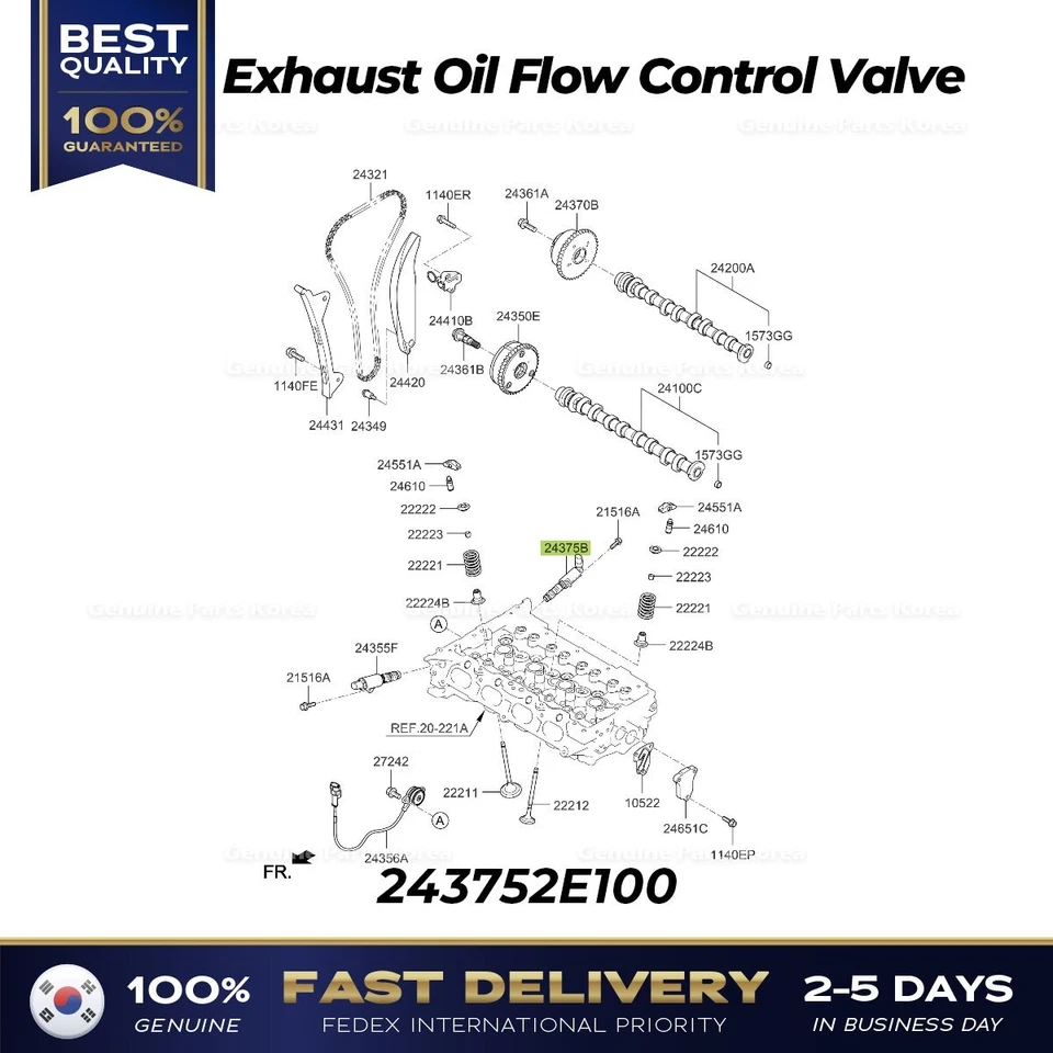 ⭐Genuino⭐ Válvula de control de flujo de aceite de escape 243752E100 para Kia Forte Seltos Soul Foto 4 de 4