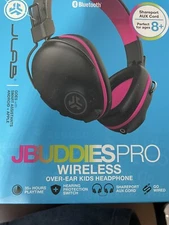 JLab JBuddies Studio Pro Over-Ear Wireless Headphones Folding Pink/Black