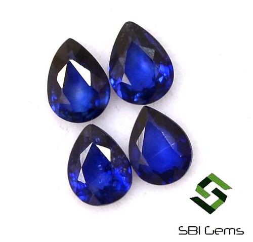 1.10 CTS Natural Blue Sapphire Pear Cut 4.50x3.50 mm Lot 04 Pcs Calibrated Gems - Picture 5 of 5