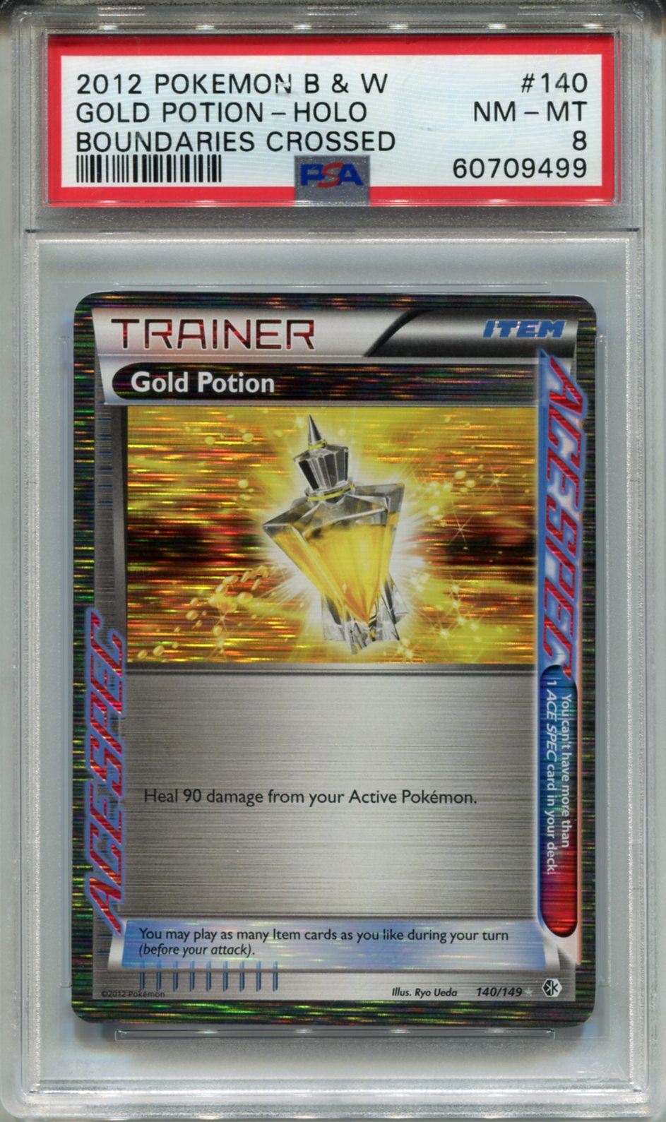 Pokemon Black & White Boundaries Crossed Holo #140 Gold Potion PSA 8