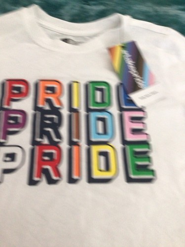 Pride Gender Inclusive Kids' 'Pride Pride Pride' Short Sleeve Graphic T-Shirt M - Picture 3 of 3