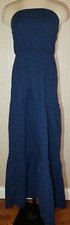 Women's Old Navy Dark Blue Embroidered Eyelet Strapless Slip On Dress XS