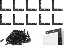 Waziaqoc 10pcs Flat L Corner Braces (80x80mm/3.15"x3.15"), Stainless Steel Corne