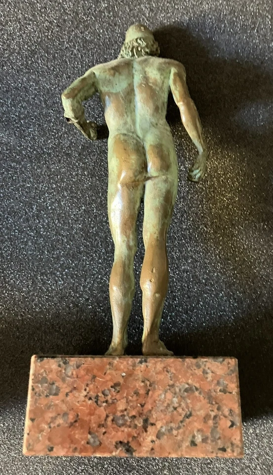 riproduzione statue bronzi di Riace h 24 cm su base marmo cm 9x9 elegante scatol - Immagine 3 di 4