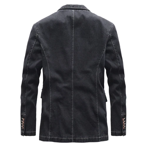 Blazer informal para hombre Traje Chaqueta Algodón envejecido Prendas exteriores Mangas largas Abrigo ajustado - Imagen 13 de 26