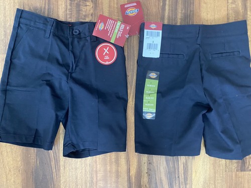 2 Pair NWT - Dickies - School Uniform Navy Shorts Size 8 w/Adjustable Waist - Picture 2 of 4