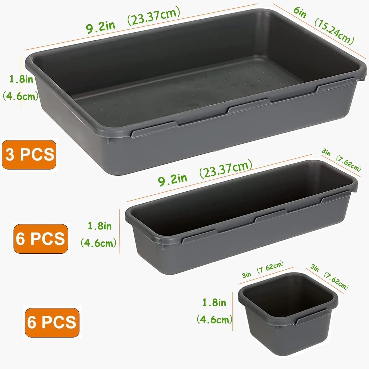 как выглядит 15-Piece Stackable Drawer Organizer  Effortless Clean Design in Elegant Black фото