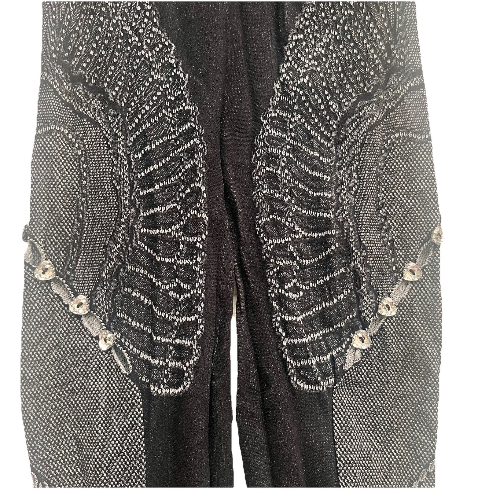 Mesh leggings women's medium Rhinestone Embellished Black goth whimsy