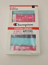 Champion Youth Girl's Comfort Cotton Stretch Moisture Wicking Hipsters, 6 Pack L