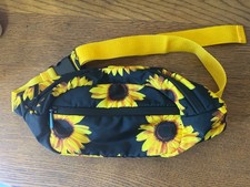 Purse/fanny pack for women, black, two zippered pouches, never washed, bright