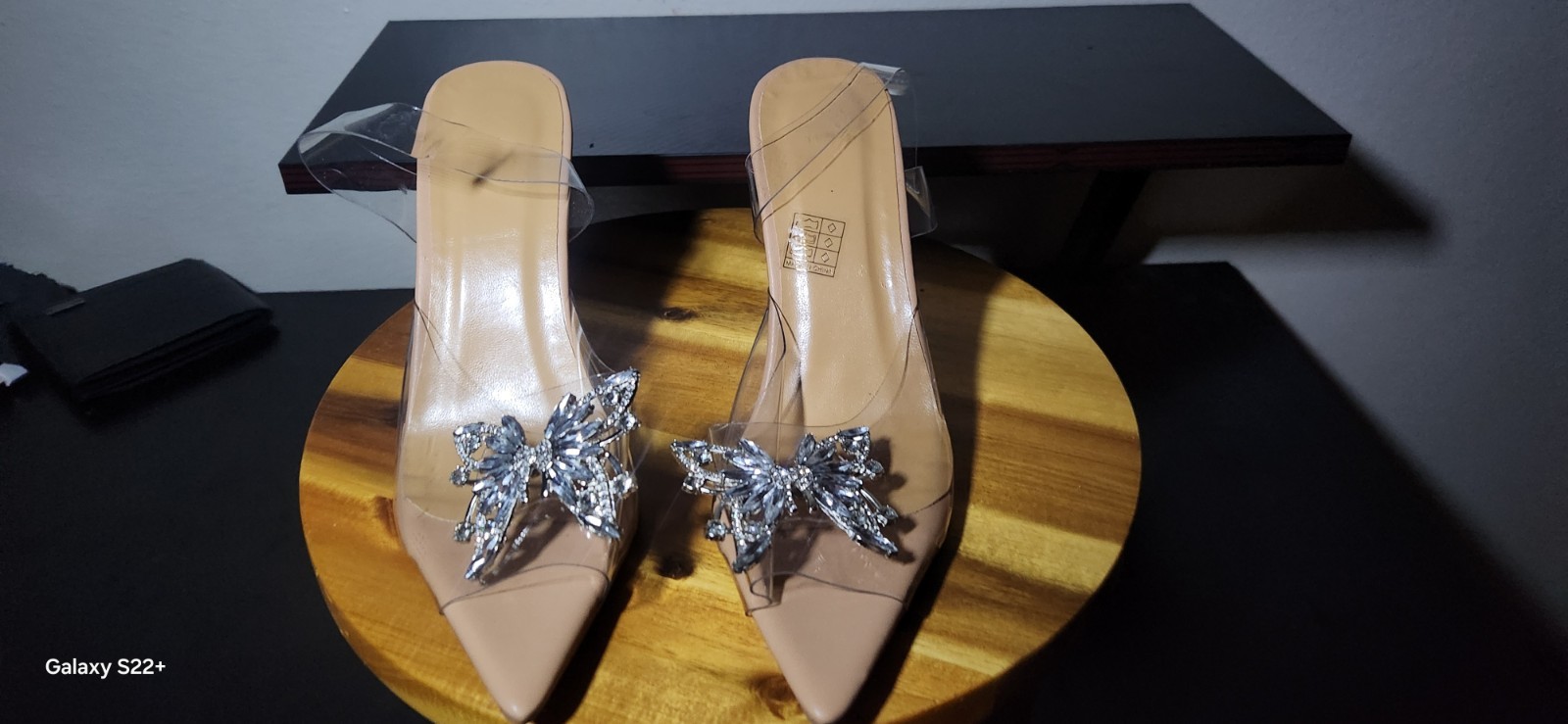 Crystal Butterfly Charm Transparent Heel Sandals