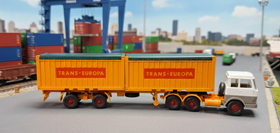 Wiking Hanomag Henschel Open Top Container Sattelzug Trans Europa