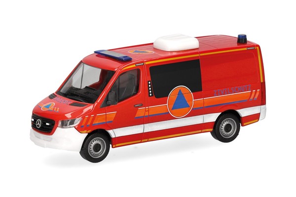 Herpa 099059 Mercedes Benz Sprinter 18 Halbbus Flachdach Zivilschutz 1:87 Neu...-image