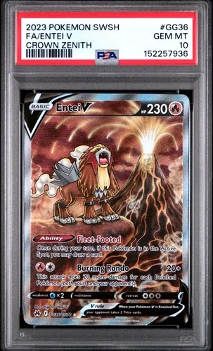 ENTEI V GG36/GG70 PSA 10 SWORD SHIELD CROWN ZENITH POKEMON ENGLISH