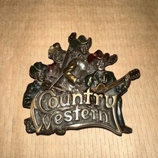 Country Western Belt Buckle 1981 Bergamot Brass Works Vintage Heavy Nashville