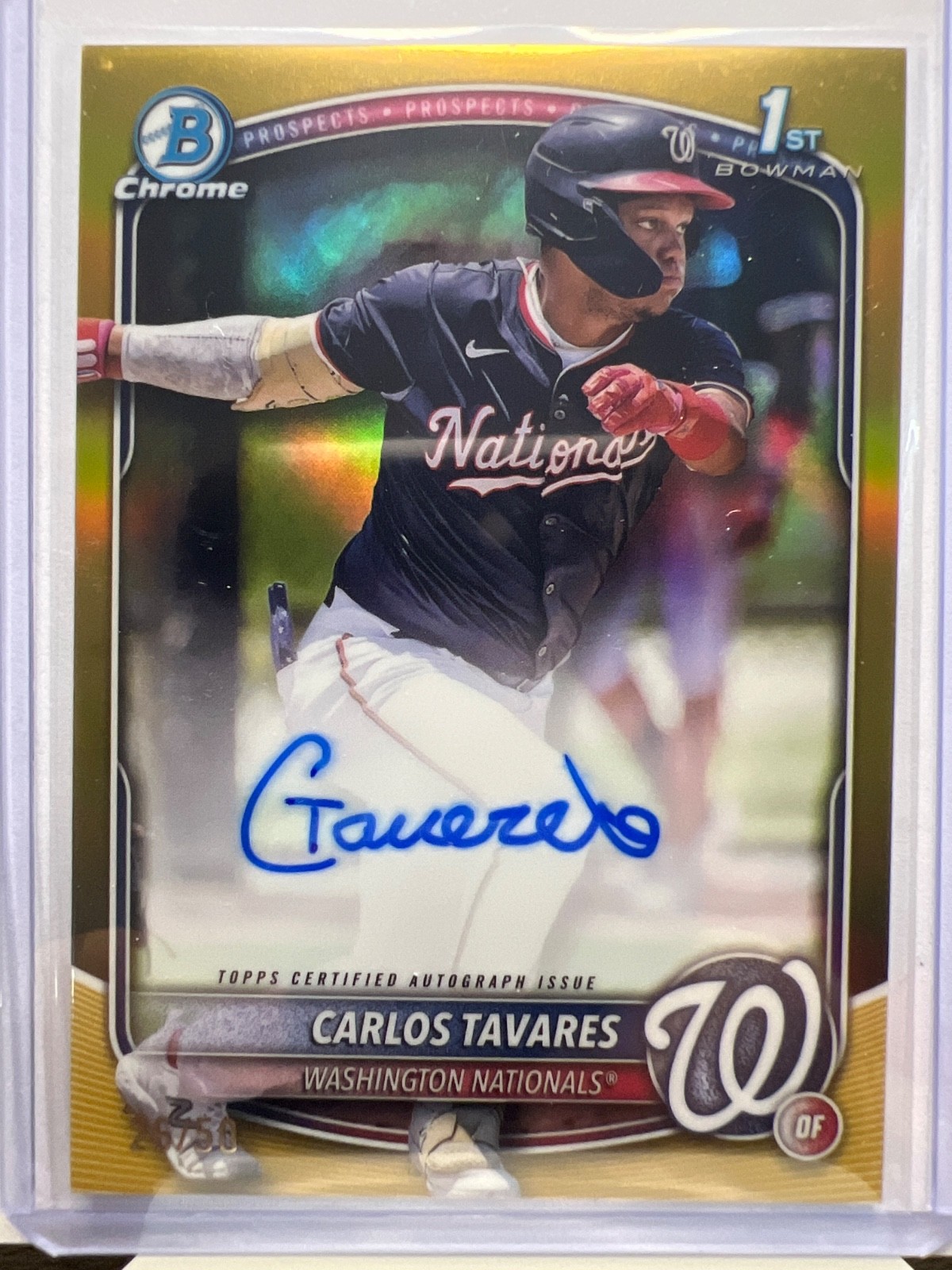 2025 Bowman - Chrome Prospects Carlos Tavares #cpa-ct  Gold Refractor /50 auto