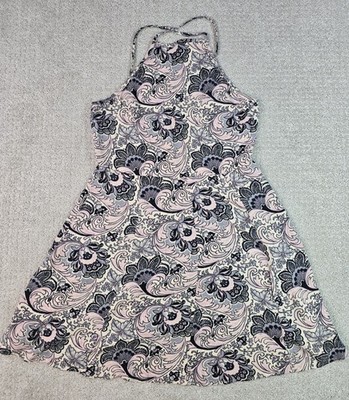 Y2K American Eagle M Mini Dress Flare NWT Halter Paisley Multicolor Thin Summer