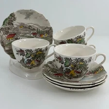 J & G Meakin Welcome Home Teacups & Saucers - Set of 4