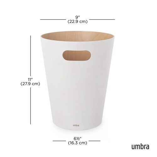 WOODROW CESTINO DELLA SPAZZATURA 7,5 L FAGGIO EUROPEO BIANCO NATURALE DESIGN ELE - Foto 3 di 12
