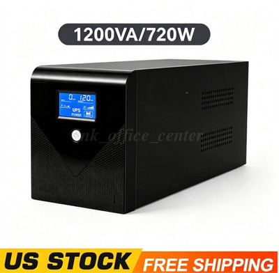1200VA 720W Backup UPS Uninterruptible Power Supply 4 Outlet LCD Display Battery