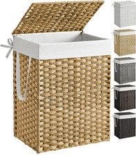 Laundry Hamper with Lid, 23.8 Gallon 90 L Synthetic Rattan Clothes Laundry ...