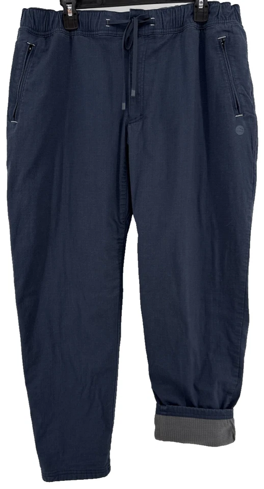 Pantalones LL Bean Forrados Térmicos Hombres L 30 Azul Exterior Senderismo Cintura Elástica Ripstop Foto 2 de 4