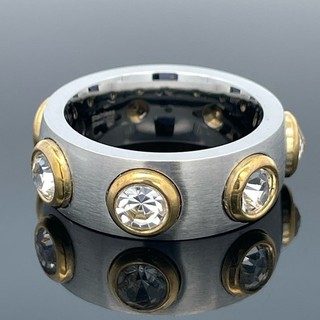 RING GR.18 (CA.56) AUS EDELSTAHL BICOLOR MIT ZIRKONIA SCHMUCKJAGD