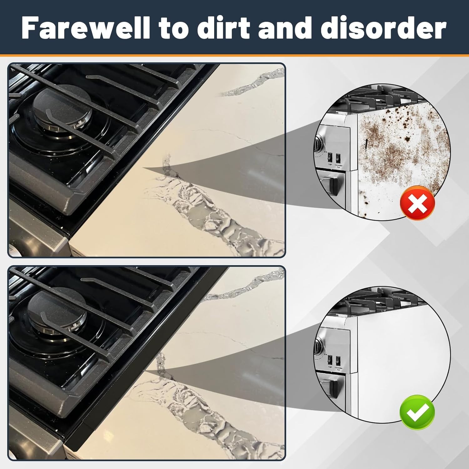 Adjustable Stainless Steel Stove Gap Covers, 13.8-27.5 in, Matte Black