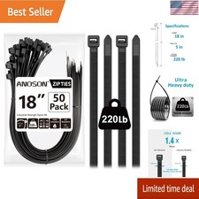 Large Zip Ties 18 Inch, 50 Pack, Long Zip Ties Heavy Duty with 220 Lb Tensile St