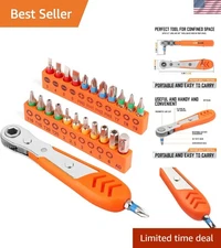 Compact 1/4" Ratchet Tool with Tamper Resistant Star Bits for Automotive Repairs