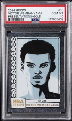 2024 PANINI NBA HOOPS PRESENTATIONS GOLD #10 VICTOR WEMBANYAMA 9/10 PSA 10