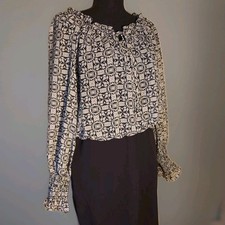 Shelby & Palmer Size 8 Black Dress White Under Lined Tank Long Sleeve Career 