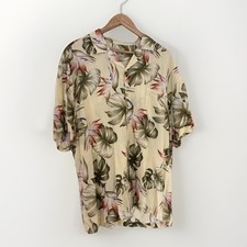 VTG Paradise Found Yellow Green Pink Floral Rayon XL Hawaiian Button-Up Shirt