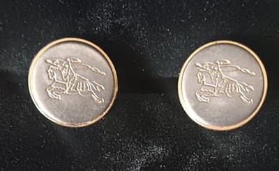 Burberry Cufflinks 15mm 1/2'' Brushed silver W/Gold Trim
