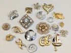 Lot Of Vintage Designer Costume Brooches/Pins: Signed: Trifari Monet Lisner Cov+