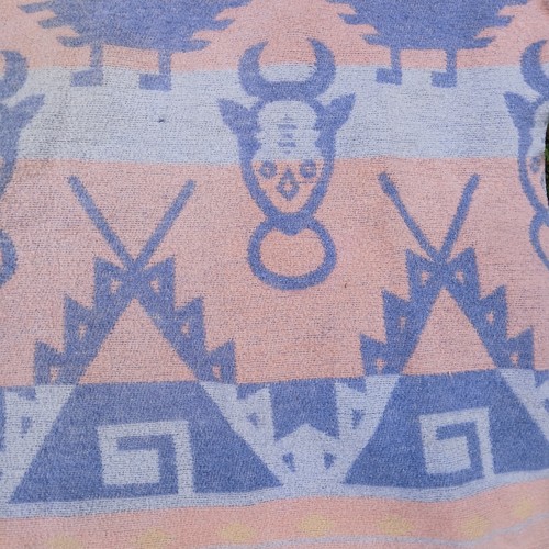 Vintage Blanket 40s 50s Native American Camp Cotton 59 X 59