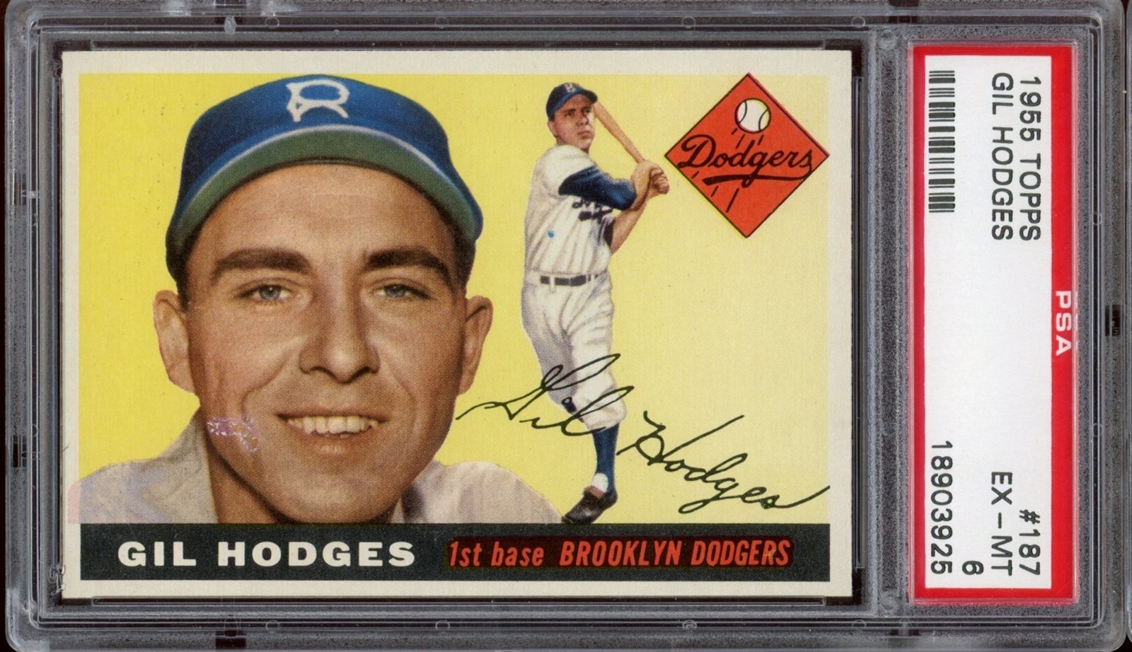 1955 Topps Baseball #187 Gil Hodges PSA 6